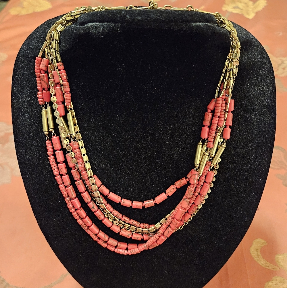Red & Gold Stella & Dot Necklace - 3 in 1 convertible